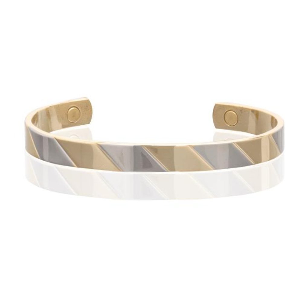 Trendy Two Tone Magnetic Bracelet Arthritis Pain Therapy Cuff Bangle